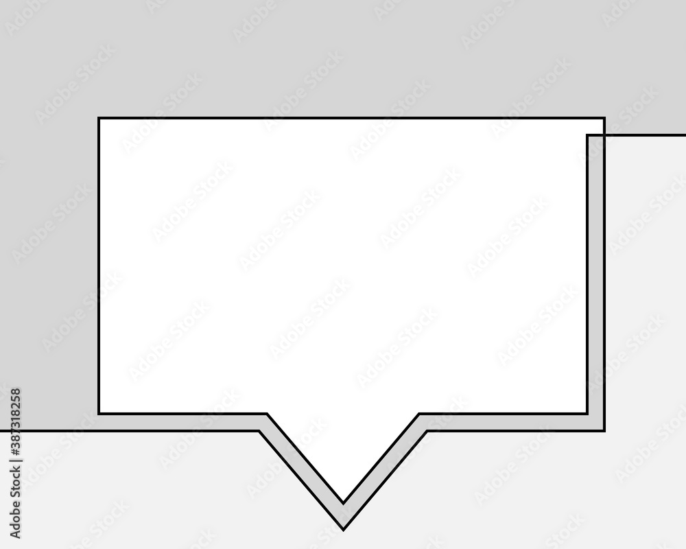 One line drawing of speech bubble, Black and white vector minimalistic linear rectangular shape made of continuous line on grayscale background One line drawing of speech bubble, Black and white vector minimalistic linear rectangular shape made of continuous line on grayscale background