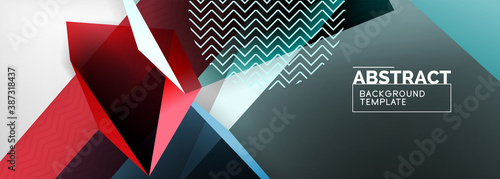 Low poly 3d geometric shapes, minimal abstract background. Vector illustrations for covers, banners, flyers and posters and other