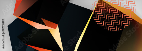 Low poly 3d geometric shapes, minimal abstract background. Vector illustrations for covers, banners, flyers and posters and other