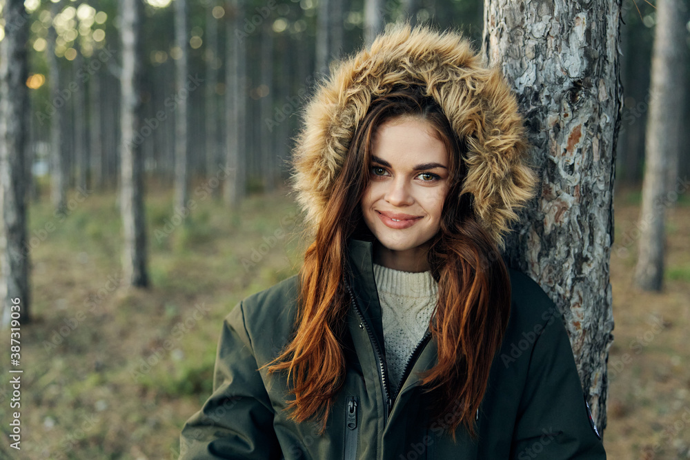 woman outdoors in the forest autumn vacation travel woman outdoors in the forest autumn vacation travel