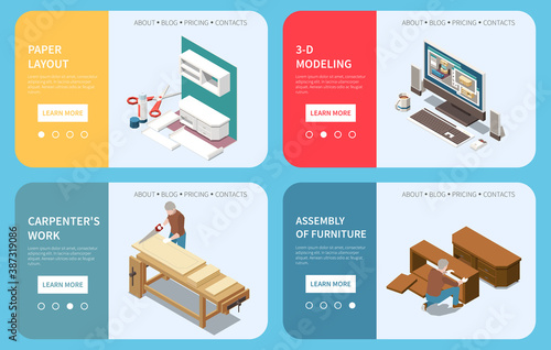 Carpentry Furniture Production Isometric Concept 