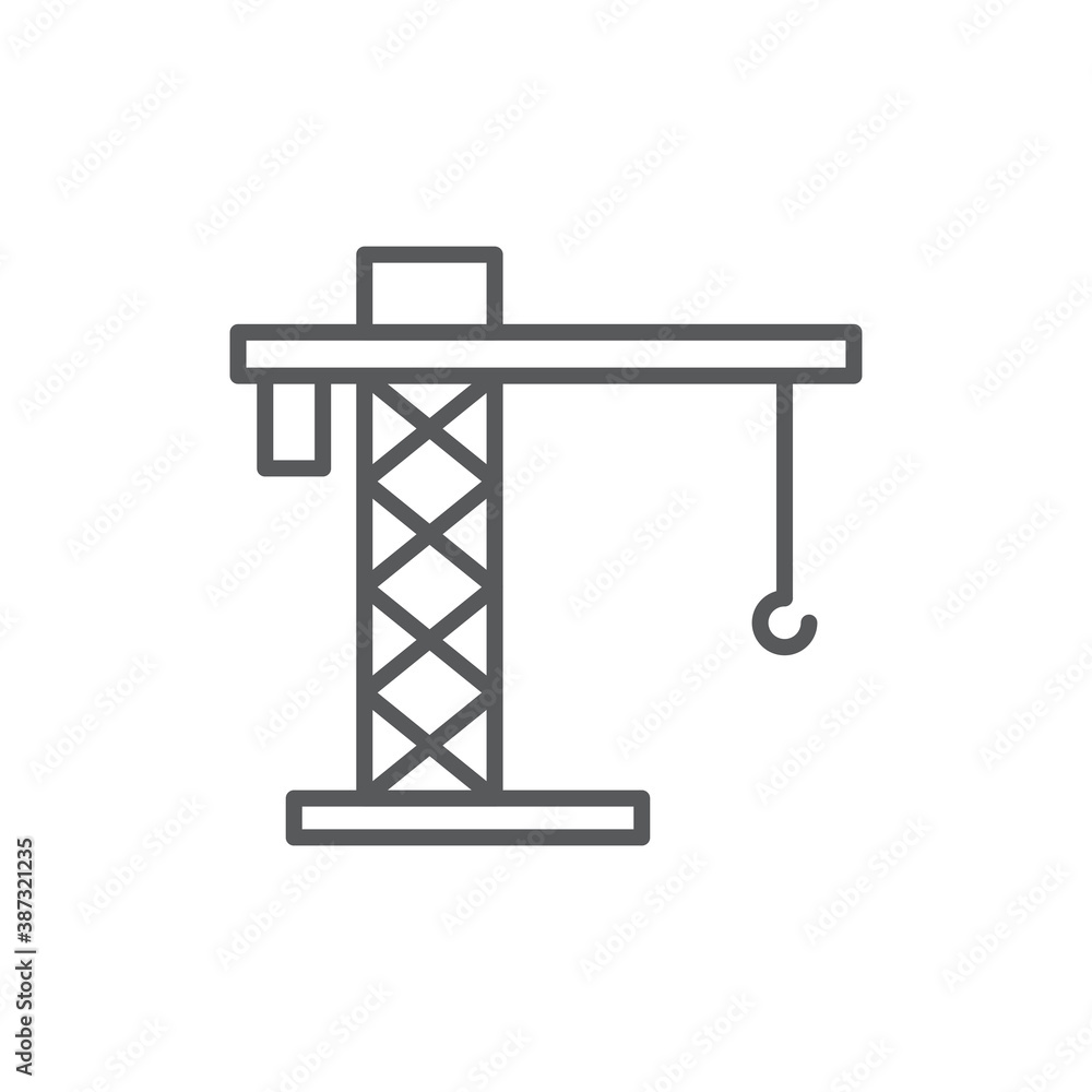 Tower crane vector icon symbol construction tools isolated on white background Tower crane vector icon symbol construction tools isolated on white background