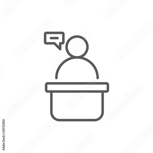 Tribune orator speech vector icon symbol isolated on white background