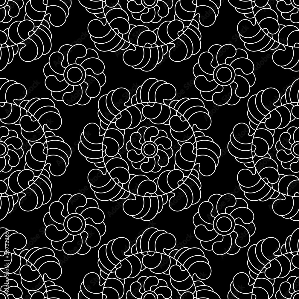 Seamless pattern with Mandala. Vintage decorative elements. Oriental pattern, Ethnic and tribal mandala. Black and white.