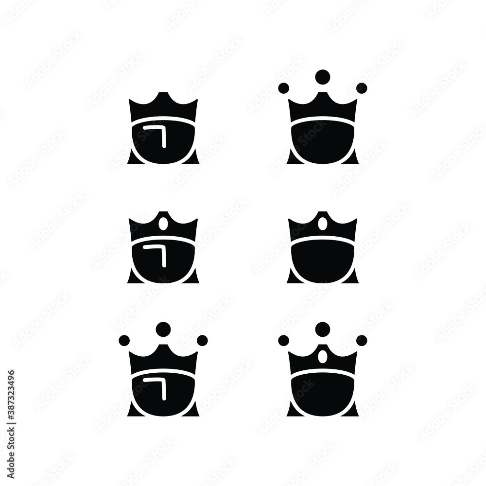 Queen and crown icon set Queen and crown icon set