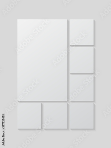 Vector empty collage seven frames, images photo