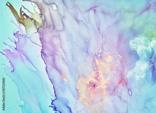 Fluid Art . Abstract colorful background, wallpaper. Mixing acrylic paints. Modern art. Marble texture. Alcohol ink colors translucent