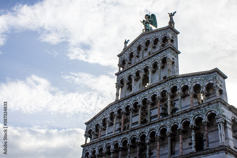 View of San Michele in Foro Church in Lucca Old Town, Italy