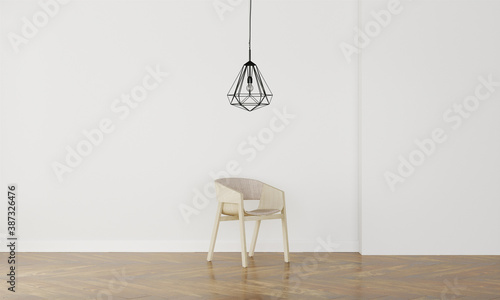 modern interior with minimalistic dark lamp