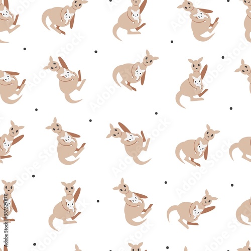 Fototapeta Naklejka Na Ścianę i Meble -  Hello from Kangaroos Vector Graphic Seamless Pattern