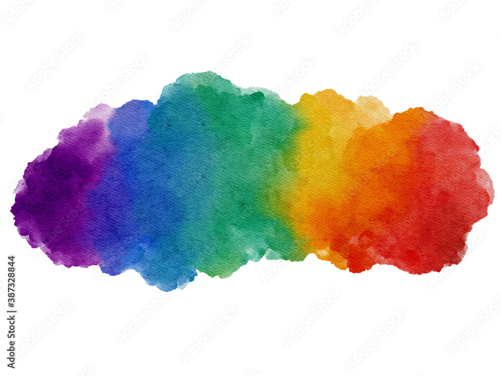 Hand painted multi color watercolor splash isolated on white background