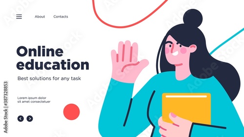 Online education modern flat design isometric concept. Landing page template. Vector illustration for web and graphic design.