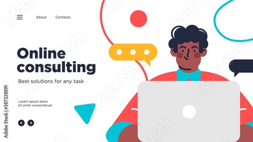 Professionals customer support service. Landing page template design. Modern flat design concept of web page design for website. Vector illustration