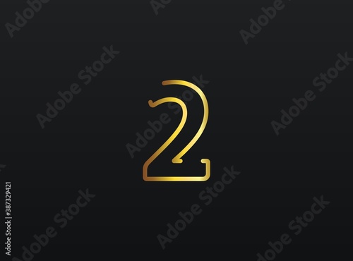 2 Year Anniversary celebration number vector, modern and elegant golden design. Eps10 illustration