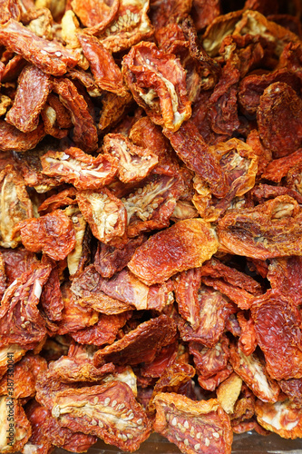 Close up pile of dried cherry tomato fruits