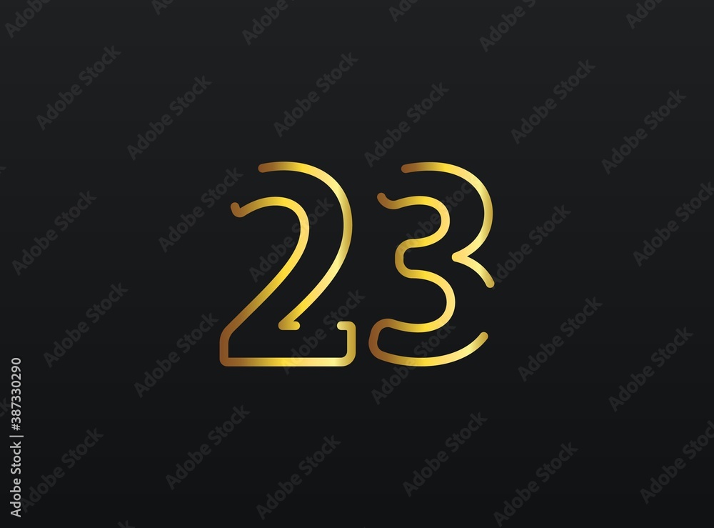 23 Year Anniversary celebration number vector, modern and elegant golden design. Eps10 illustration 23 Year Anniversary celebration number vector, modern and elegant golden design. Eps10 illustration