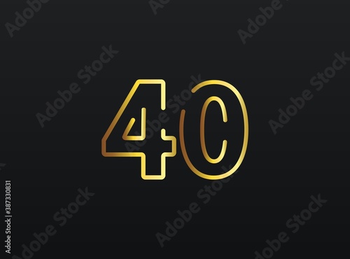 40 Year Anniversary celebration number vector, modern and elegant golden design. Eps10 illustration