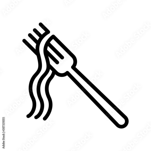 Vector high quality icon of a fork holding spaghetti isolated on white background. Pasta line icon  concept