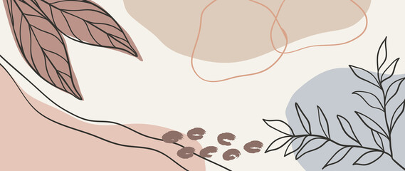 Fotobehang Interieurtrends Botanische abstracte vormen warme aardetinten  © TWINS DESIGN STUDIO