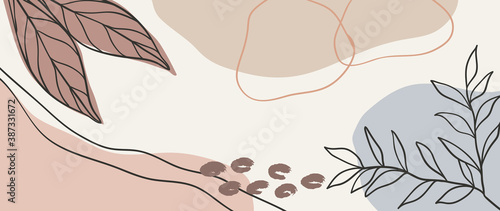 Botanical abstract organic shapes background vector in warm earthy colors. Modern Art design for web backgrounds, Social stories, Print, Cover, Wallpaper, Wall arts, Stationery, Branding, Packaging..