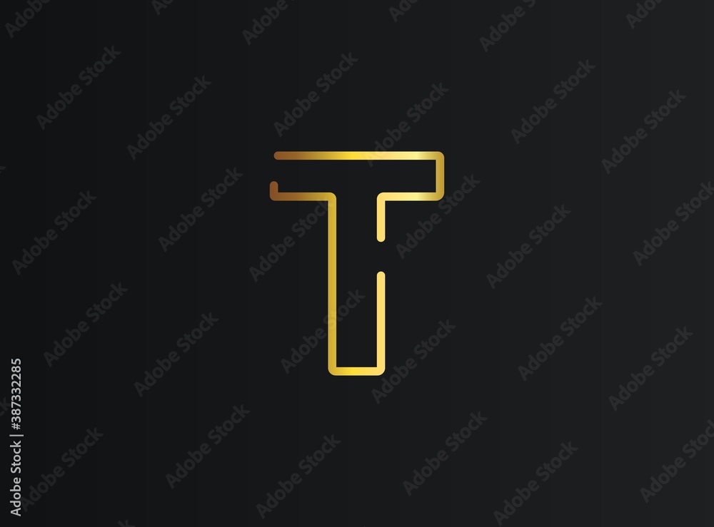 T number logo, modern and elegant golden design. Eps10 vector illustration T number logo, modern and elegant golden design. Eps10 vector illustration