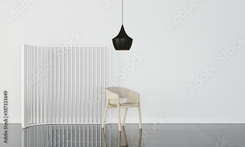 Modern interior with chair and lamp