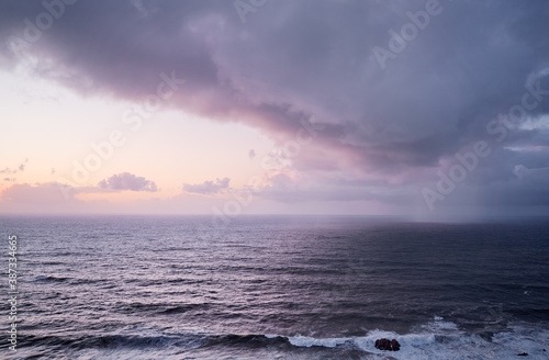 Stormy weather on the Atlantic ocean shore. Beautiful seascape.