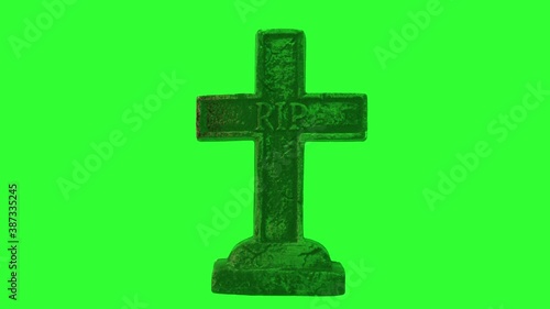 Halloween Background Element On Chroma Key A Candlelit Cross Shaped Grave 