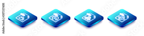 Set Isometric line MOV file document, GIF, 3DS and MSG icon. Vector.
