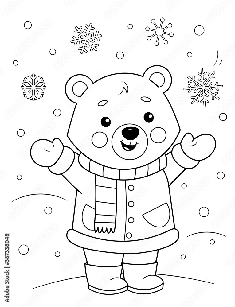 snowy coloring page