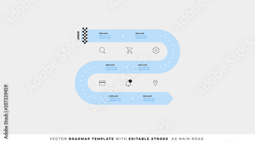 Infographic Timeline With Editable Strokes. Vector Roadmap, Template For Modern Business Presentation, Annual Reports, Layouts