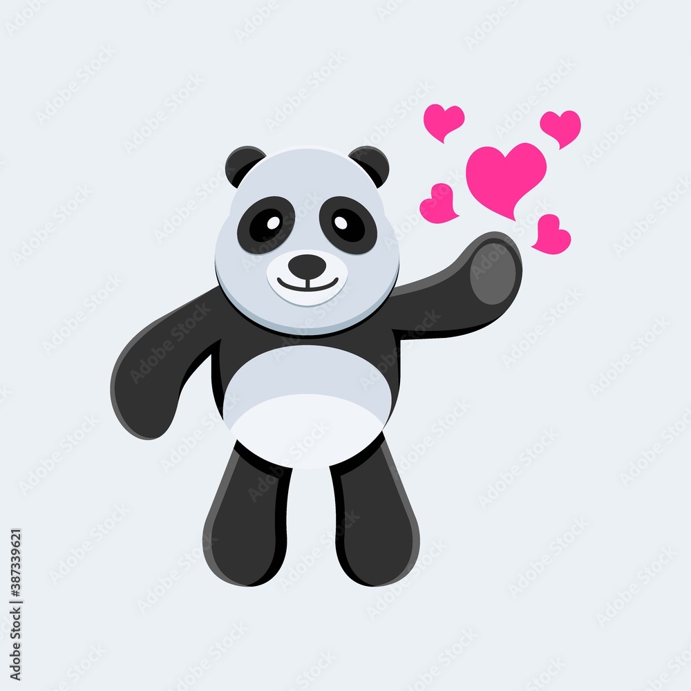 Naklejka premium cute mascot panda with love illustration design