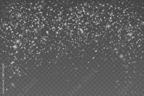 Vector heavy snowfall, snowflakes in different shapes and forms. Snow flakes