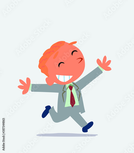 cartoon of businessman running euphoric