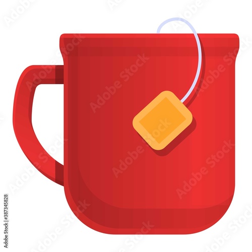 Red tea mug icon. Cartoon of red tea mug vector icon for web design isolated on white background