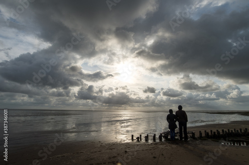 Two people at the wadden sea in Germany