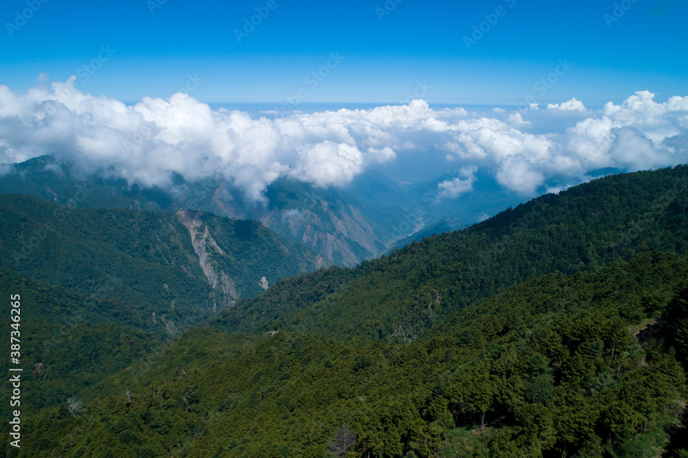 July 18, 2018, Aerial View of Dasyueshan means “Daxueshan Mountain”. This is a national forest recreation area which located in Taichung County, the center of Taiwan.