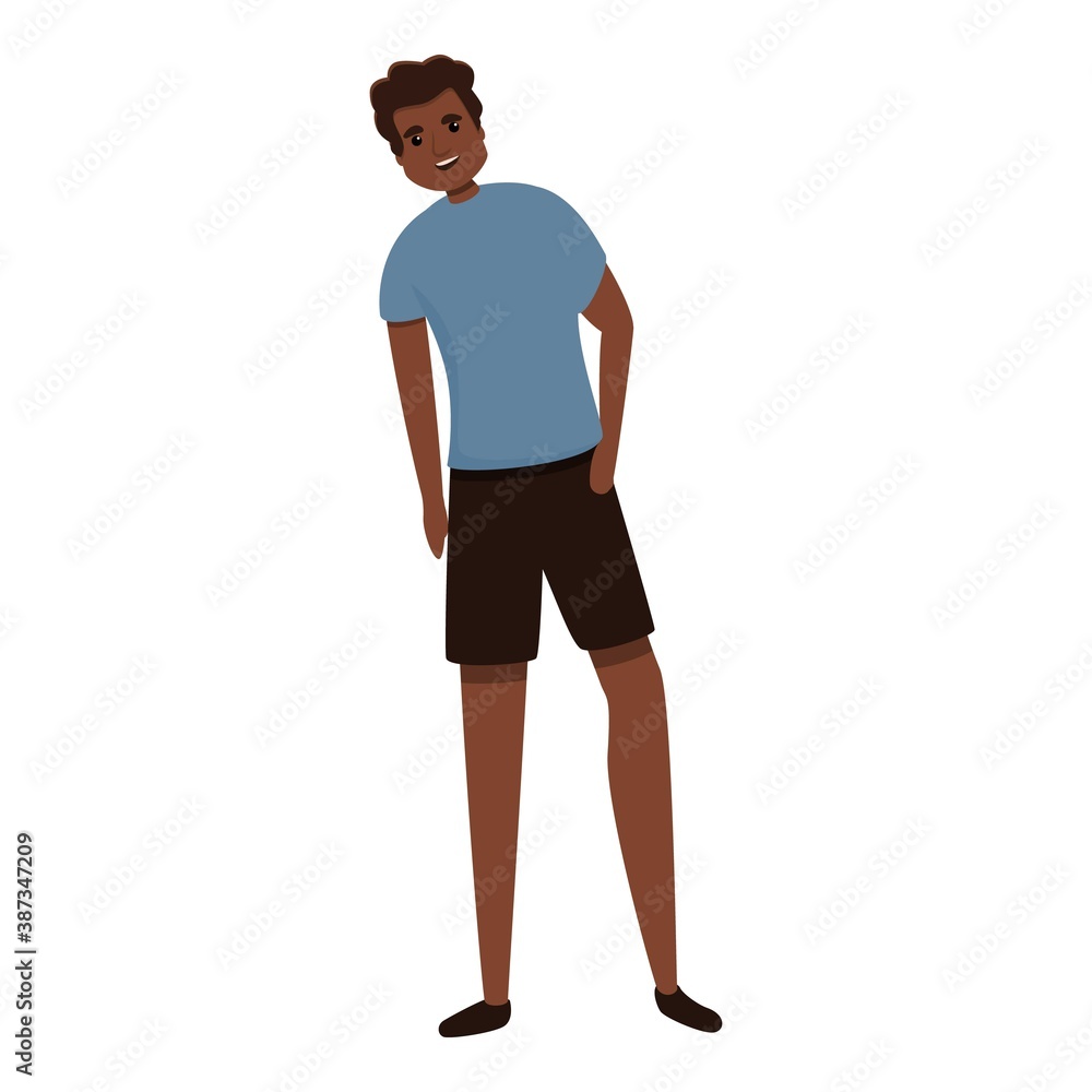 African boy sportsman icon. Cartoon of african boy sportsman vector icon for web design isolated on white background African boy sportsman icon. Cartoon of african boy sportsman vector icon for web design isolated on white background