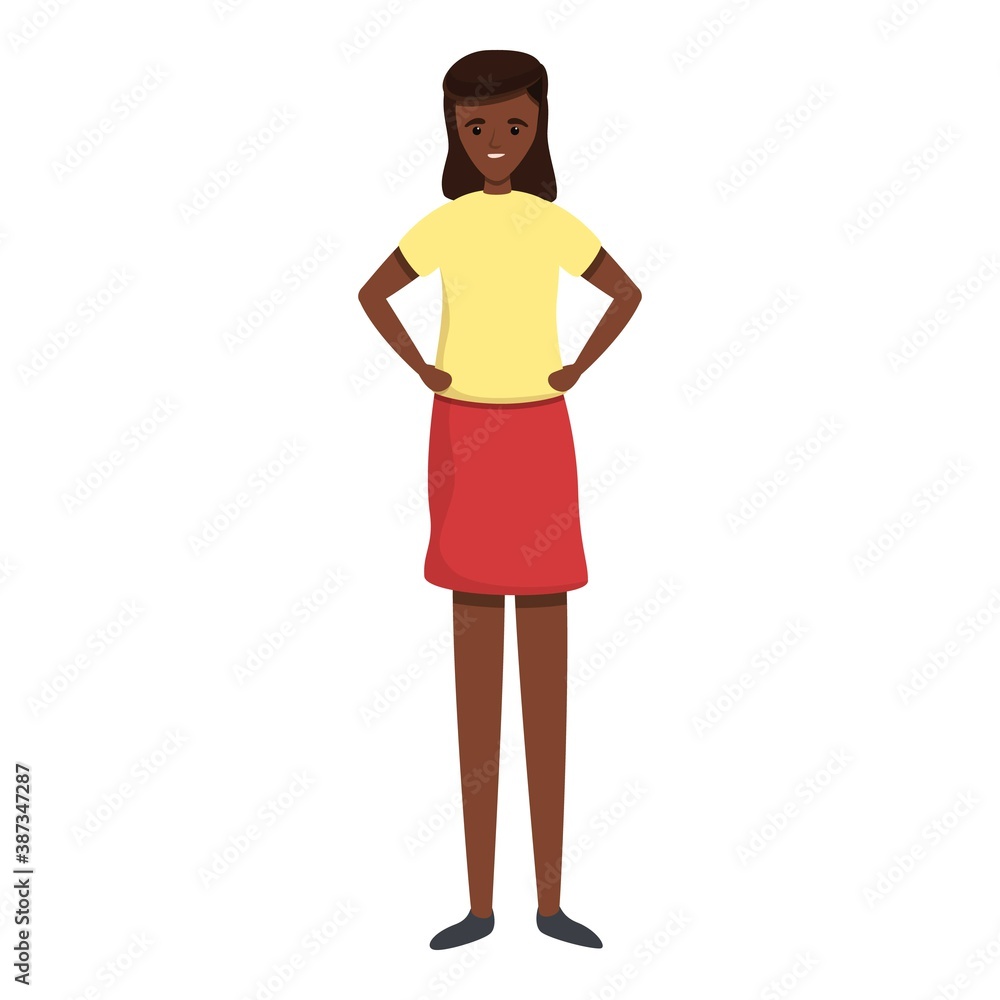 Adult african girl icon. Cartoon of adult african girl vector icon for web design isolated on white background Adult african girl icon. Cartoon of adult african girl vector icon for web design isolated on white background