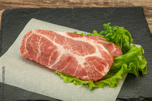Raw pork meat neck steack