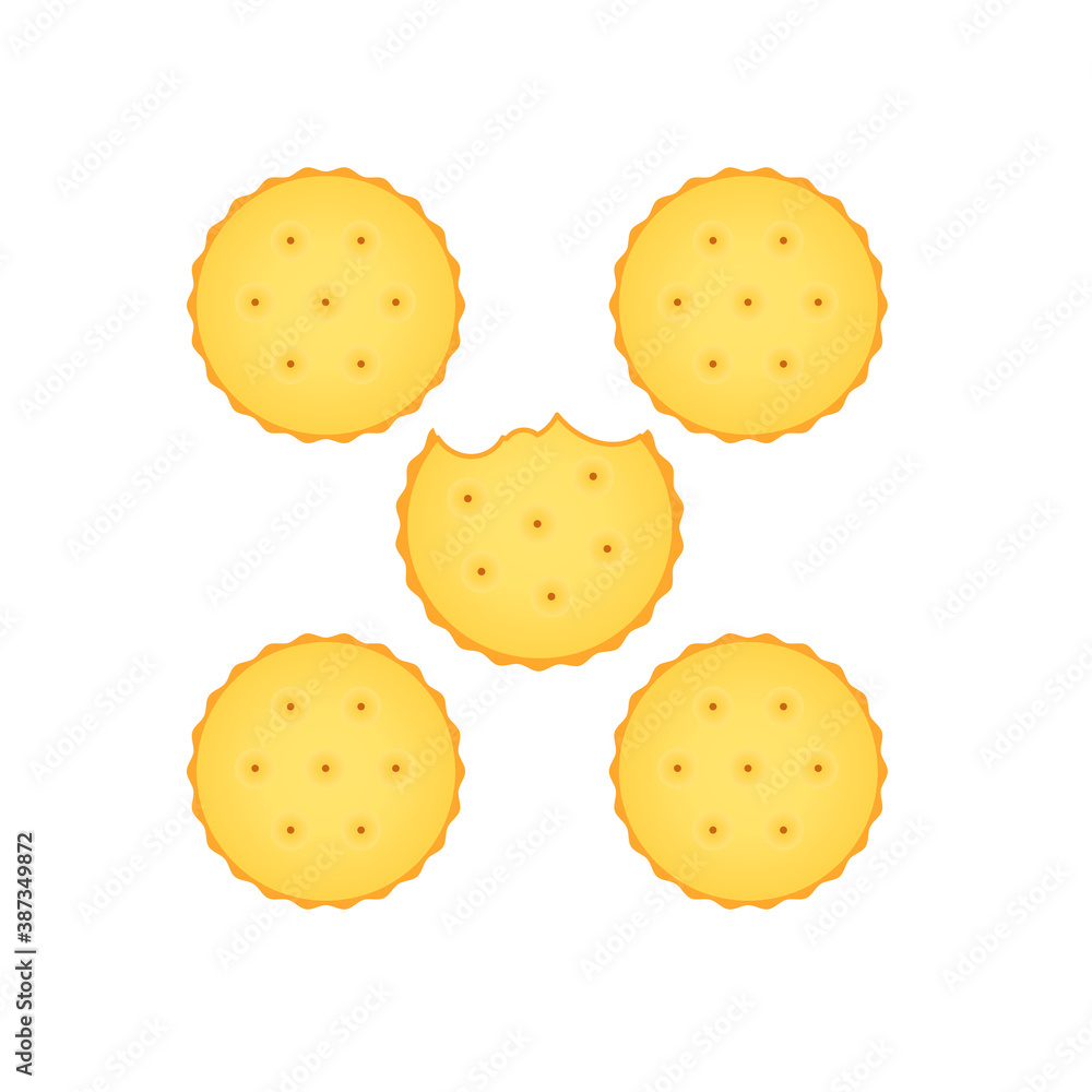 Background with round crackers arranged in a frame shape Background with round crackers arranged in a frame shape