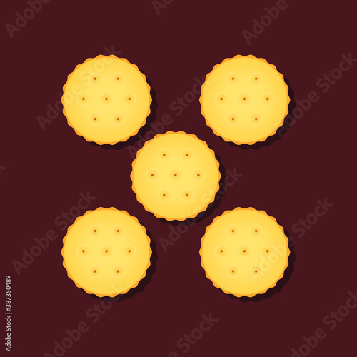 Background with round crackers arranged in a frame shape