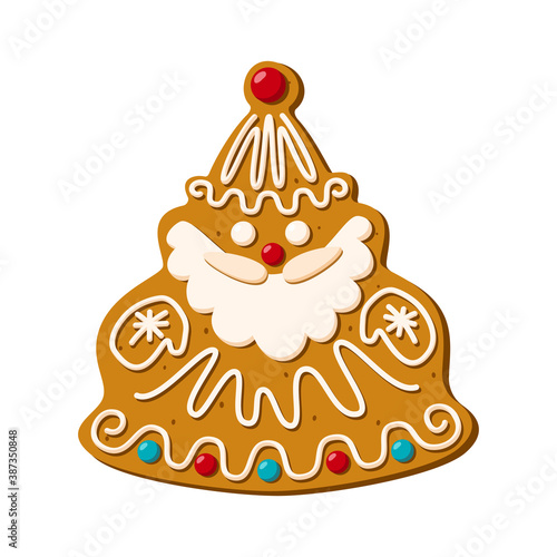 Christmas gingerbread Santa Claus. Homemade sweets. Vector