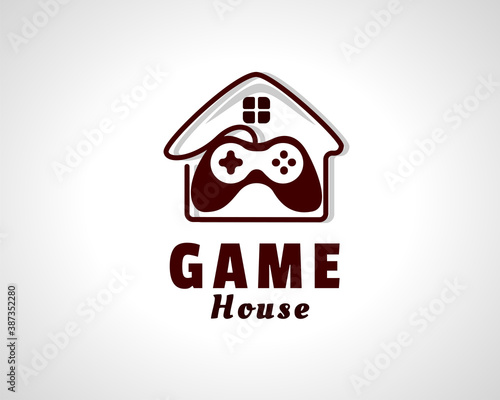 house line art cable home studio Gamers place logo icon symbol design illustration