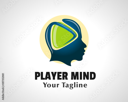 head human art mind play music video logo icon symbol design illustration
