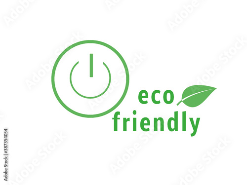 Grüner Schalter Eco Friendly mit Blatt isoliert auf weißen Hintergrund