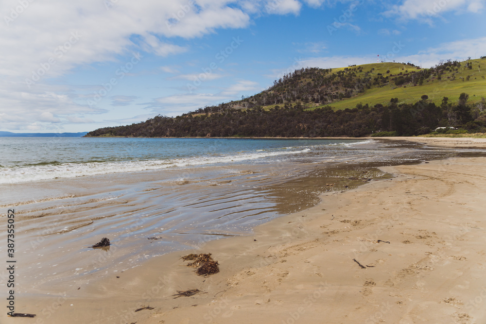 Seven Mile beach a pristine golden sand beach just outside of the city of Hobart in Tasmania, Australia