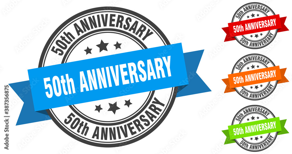 50th anniversary stamp. round band sign set. label 50th anniversary stamp. round band sign set. label