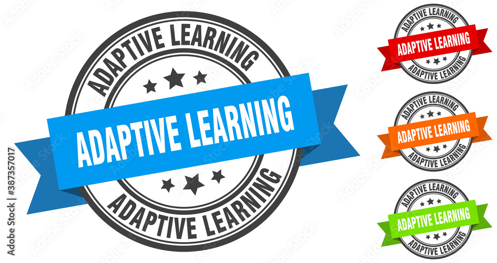 adaptive learning stamp. round band sign set. label adaptive learning stamp. round band sign set. label