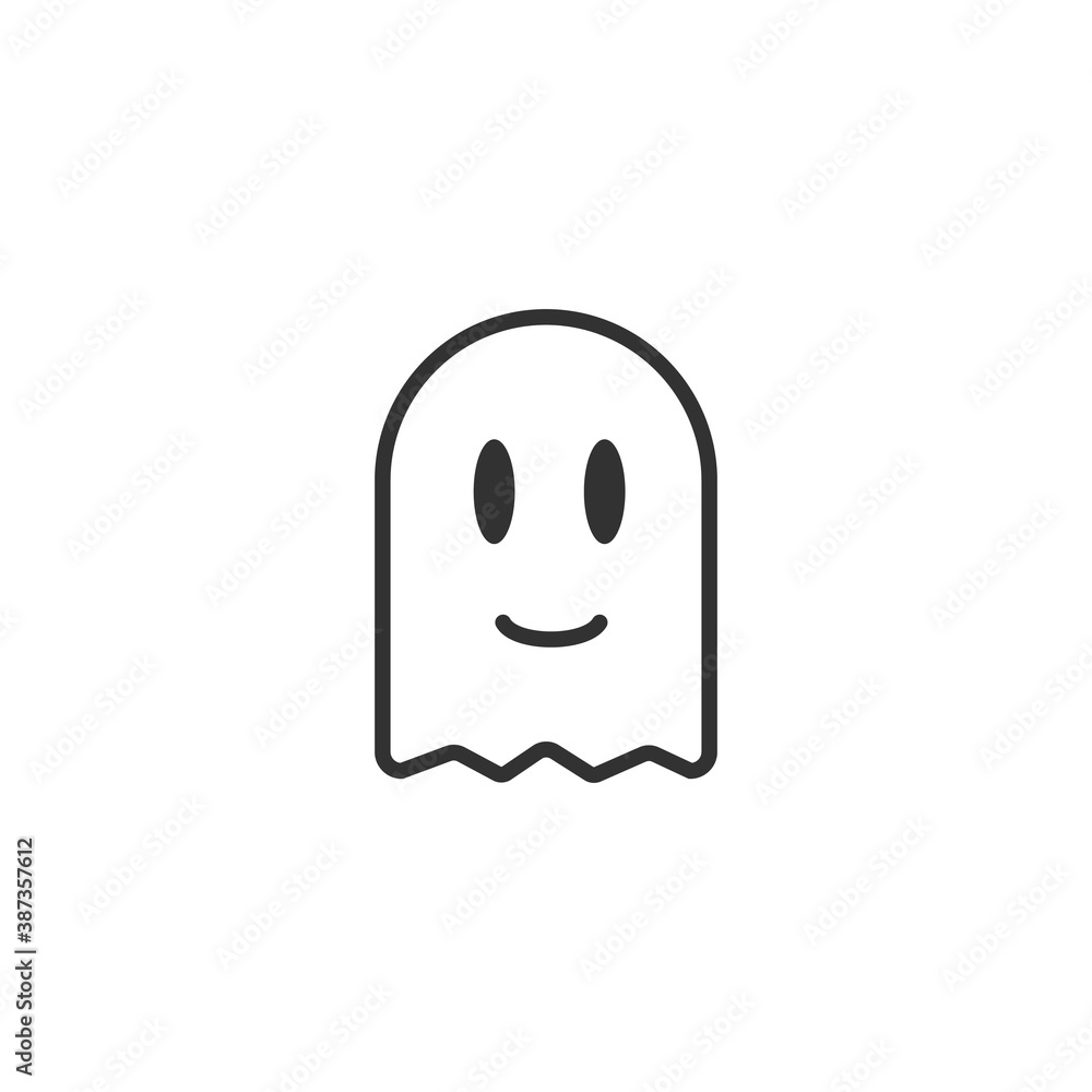 Cute Halloween Ghost Icon Illustration - style 3 (outline) Cute Halloween Ghost Icon Illustration - style 3 (outline)